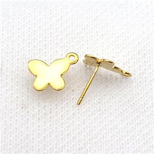 Stainless Steel Stud Earring Butterfly Gold Plated, approx 8-10mm [SSB1752]
