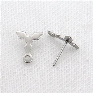 Raw Stainless Steel Stud Earring Triangle, approx 10mm [SSB1753]