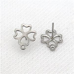 Raw Stainless Steel Stud Earring Flower, approx 11mm [SSB1757]