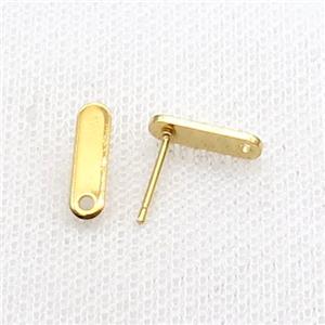 Stainless Steel Stud Earring Stick Gold Plated, approx 12mm [SSB1760]