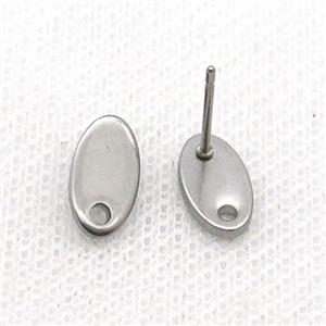 Raw Stainless Steel Stud Earring Oval, approx 6-11mm [SSB1761]