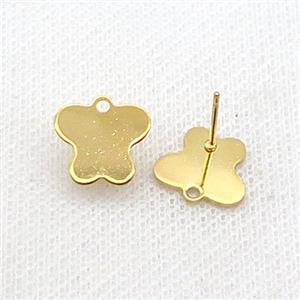 Stainless Steel Stud Earring Butterfly Gold Plated, approx 11-13mm [SSB1764]