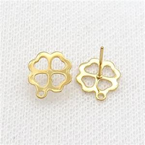 Stainless Steel Stud Earring Flower Gold Plated, approx 10mm [SSB1766]