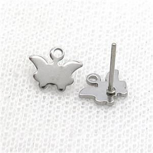 Raw Stainless Steel Stud Earring Butterfly, approx 6-9mm [SSB1775]