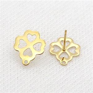 Stainless Steel Stud Earring Flower Gold Plated, approx 13mm [SSB1778]