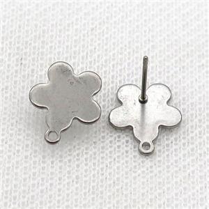Raw Stainless Steel Stud Earring Flower, approx 12mm [SSB1779]