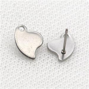 Raw Stainless Steel Stud Earring Heart, approx 8-12mm [SSB1785]