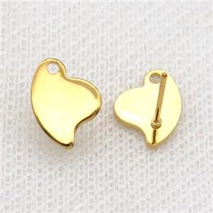 Stainless Steel Stud Earring Heart Gold Plated, approx 8-12mm [SSB1786]