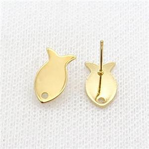 Stainless Steel Stud Earring Fish Gold Plated, approx 7-14mm [SSB1792]