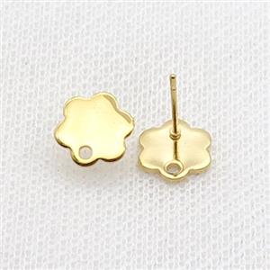 Stainless Steel Stud Earring Flower Gold Plated, approx 10mm [SSB1802]