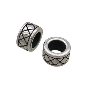 Stainless Steel Column Beads Large Hole Antique Silver, approx 7mm, 4mm hole [SSB1812]