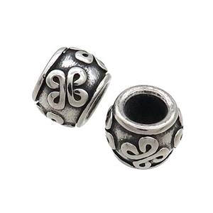 Stainless Steel Barrel Beads Large Hole Antique Silver, approx 10mm, 5mm hole [SSB1813]