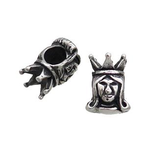 Stainless Steel Beads King Large Hole Antique Silver, approx 10-12mm, 5mm hole [SSB1815]
