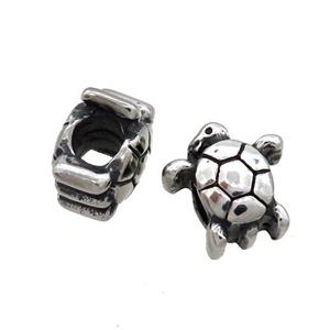Stainless Steel Tortoise Beads Large Hole Antique Silver, approx 12-13mm, 5mm hole [SSB1816]