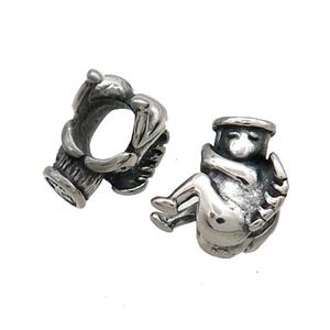 Stainless Steel Beads Angel Large Hole Antique Silver, approx 12-13mm, 6mm hole [SSB1817]