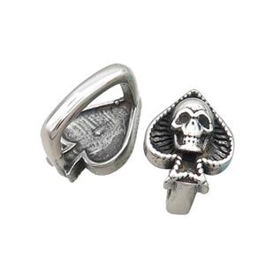 Stainless Steel Skull Beads Large Hole Antique Silver, approx 11.5-16mm, 6-12mm hole [SSB1825]