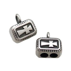 Stainless Steel CordEnd Bail Halfhole Antique Silver, approx 10-14mm, 4mm hole [SSB1829]