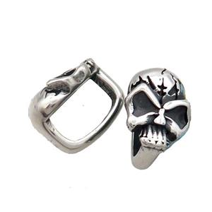Stainless Steel Skull Beads Large Hole Antique Silver, approx 10-15.5mm, 6-12mm hole [SSB1830]