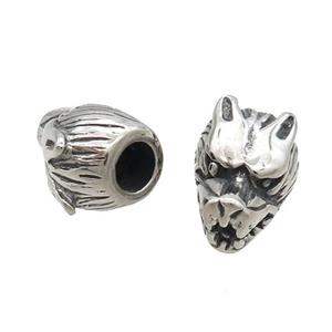 Stainless Steel Wolf Beads Antique Silver, approx 11-17mm, 5mm hole [SSB1836]