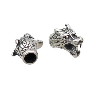 Stainless Steel Loong Beads Large Hole Antique Silver, approx 10-23mm, 5mm hole [SSB1841]