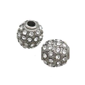 Raw Stainless Steel Beads Pave Rhinestone Round, approx 10mm, 2.5mm hole [SSB1842]
