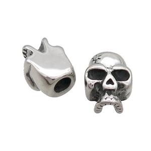 Stainless Steel Skull Beads Large Hole Antique Silver, approx 11-15mm, 5mm hole [SSB1845]