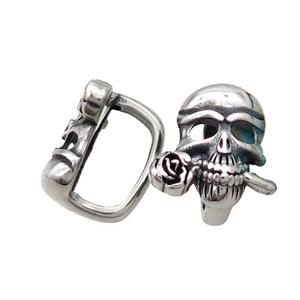 Stainless Steel Skull Beads Large Hole Antique Silver, approx 10-16mm, 6-12mm hole [SSB1849]