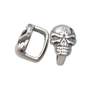 Stainless Steel Skull Beads Large Hole Antique Silver, approx 10.5-16mm, 6-12mm hole [SSB1851]