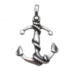 Stainless Steel Anchor Pendant Antique Silver, approx 20-30mm [SSB1867]