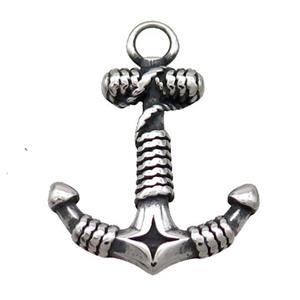 Stainless Steel Anchor Pendant Antique Silver, approx 21-27mm [SSB1868]
