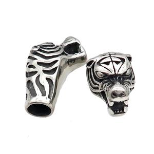 Stainless Steel CordEnd Tiger Antique Silver, approx 16-33mm, 8mm hole [SSB1869]