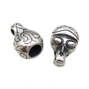Stainless Steel CordEnd Aliens Antique Silver, approx 17.5-25mm, 8mm hole [SSB1874]