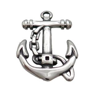 Stainless Steel Anchor Pendant Antique Silver, approx 20-25mm [SSB1879]