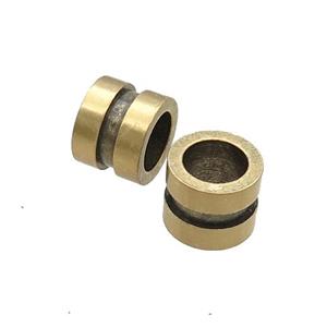 Stainless Steel Tube Beads Large Hole Antique Gold, approx 10mm, 6mm hole [SSB1894]