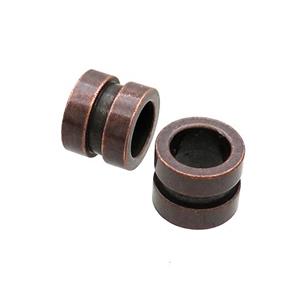 Stainless Steel Tube Beads Large Hole Antique Red, approx 10mm, 6mm hole [SSB1895]