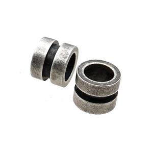 Stainless Steel Tube Beads Large Hole Antique Silver, approx 10mm, 6mm hole [SSB1899]