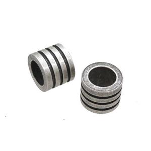 Stainless Steel Tube Beads Large Hole Antique Silver, approx 10mm, 6mm hole [SSB1907]