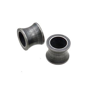 Stainless Steel Bamboo Beads Large Hole Antique Black, approx 10mm, 6mm hole [SSB1913]