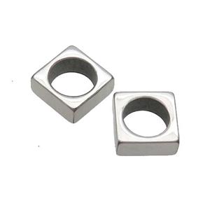 Raw Stainless Steel Square Beads Large Hole, approx 11.5x11.5mm, 9mm hole [SSB1919]