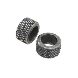Stainless Steel Column Beads Large Hole Antique Silver, approx 10mm, 6mm hole [SSB1920]