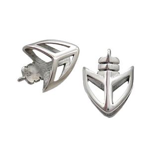 Raw Stainless Steel Arrowhead Pendant, approx 15-16mm, 5-10mm hole [SSB1923]