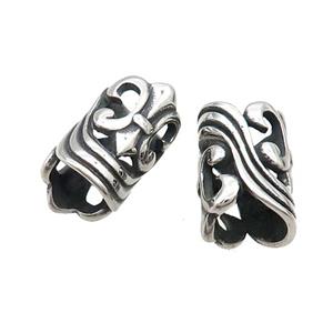 Stainless Steel Column Beads Antique SIlver, approx 12-20mm, 8mm hole [SSB1928]