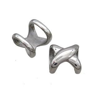 Raw Stainless Steel X Beads Large Hole, approx 17x17mm, 8-12mm hole [SSB1929]