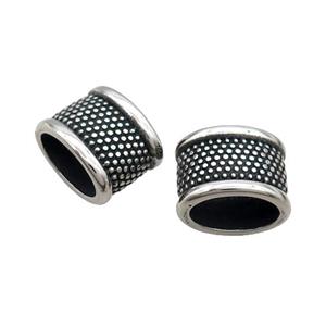 Stainless Steel Tube Beads Flat Large Hole Antique Silver, approx 12-16.5mm, 8-12mm hole [SSB1931]