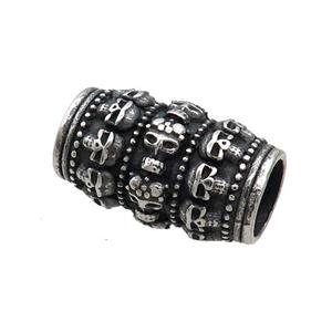 Stainless Steel Column Beads Large Hole Skull Tube Antique Silver, approx 14-23mm, 8mm hole [SSB1934]