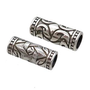 Stainless Steel Column Beads Large Hole Tube Antique Silver, approx 12.5-30mm, 8mm hole [SSB1935]
