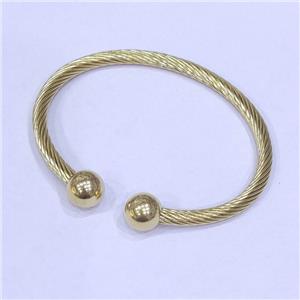 Stainless Steel Bangle Gold Plated, approx 4mm, 40-56mm dia [SSB1940]