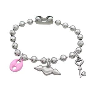 Raw Stainless Steel Bracelet Key, approx 10-14mm, 10-23mm, 8-20mm, 6mm, 17cm length [SSB1950]