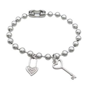 Raw Stainless Steel Bracelet Lock Key, approx 10-18mm, 10-24mm, 6mm, 17cm length [SSB1951]