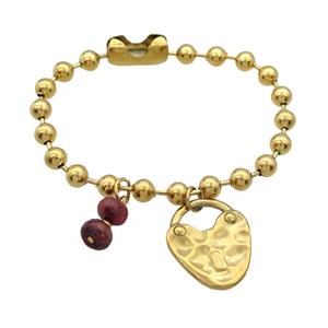 Stainless Steel Bracelet Lock Gold Plated, approx 8mm, 20-25mm, 6mm, 17cm length [SSB1958]